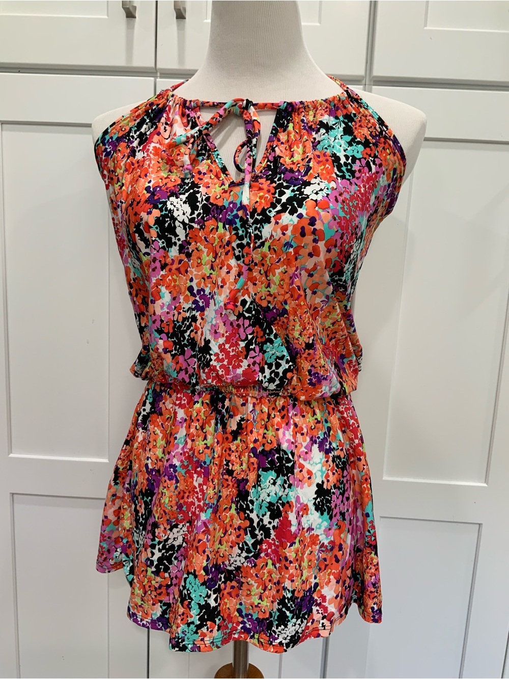 Kenneth Cole Multicolor Floral Halter Swim Coverup